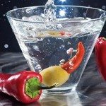 short martini glass with peppers